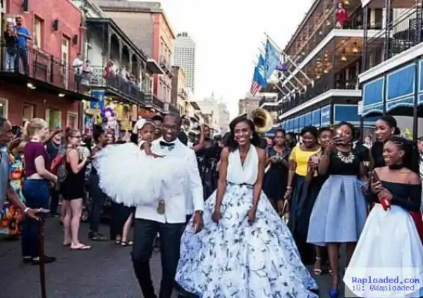Photos: US Based Nigerian Photographer surprises his wife by shutting down the streets in New Orleans for her 30th birthday